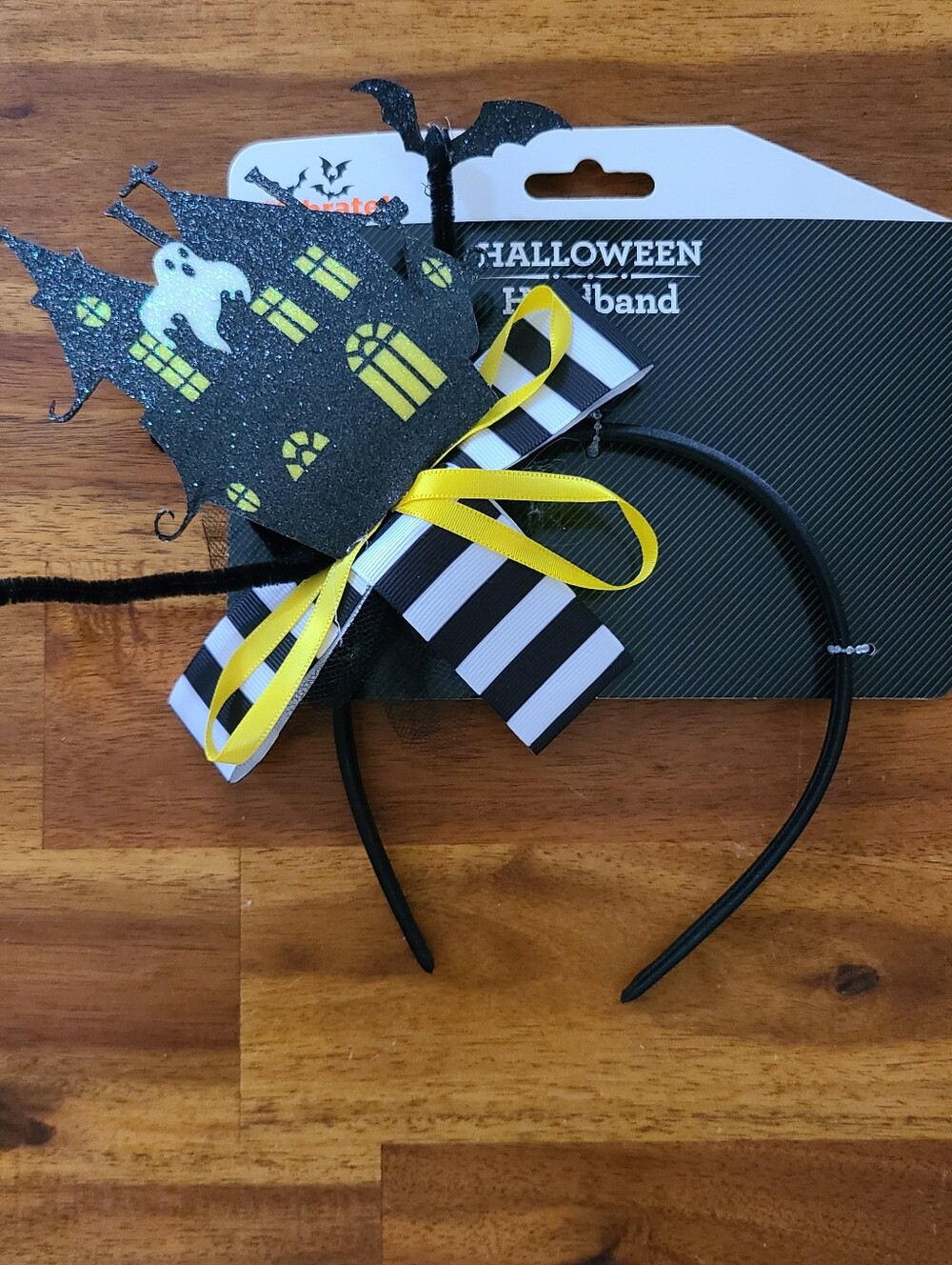 New Haunted House Halloween Headband Ghost Flying Bats Bow